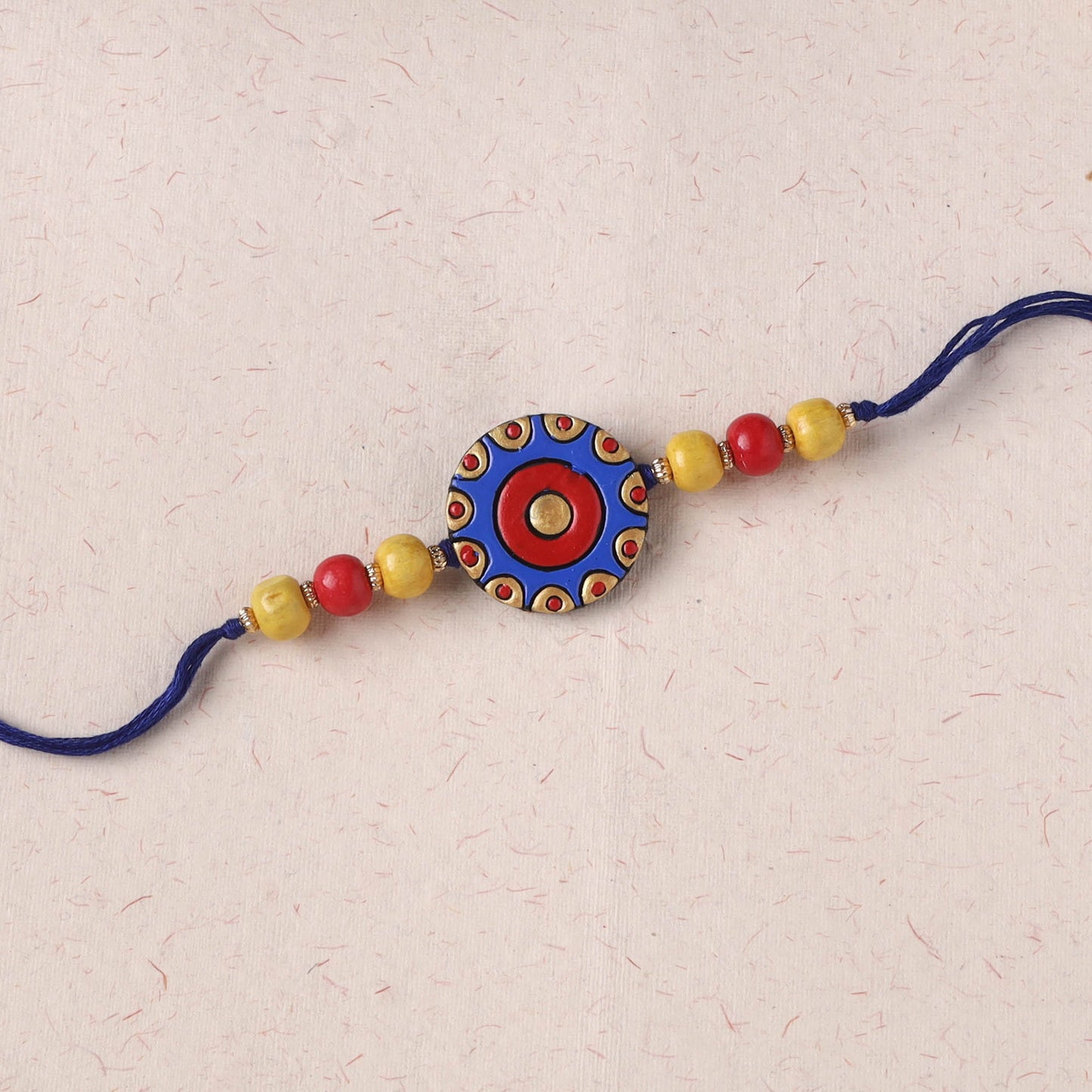 Blue - Bishnupur Handpainted Terracotta Rakhi 09