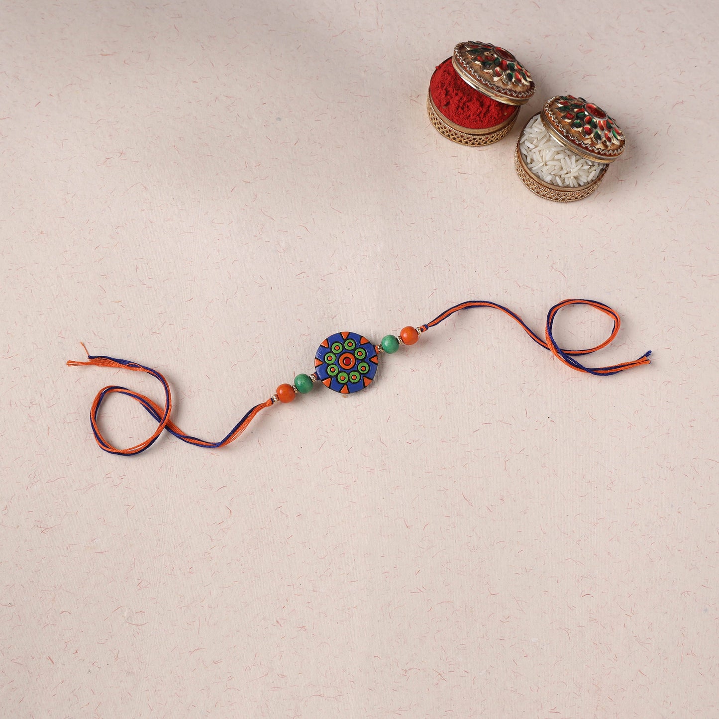 Blue - Bishnupur Handpainted Terracotta Rakhi 10