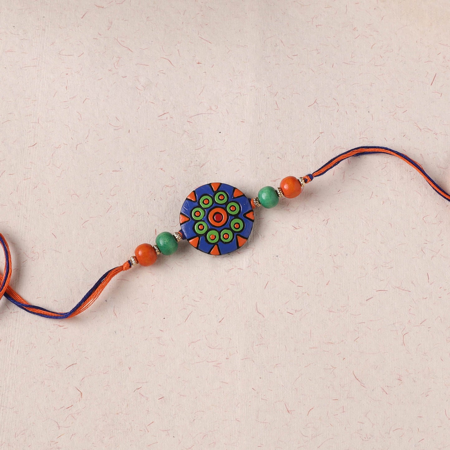 Blue - Bishnupur Handpainted Terracotta Rakhi 10