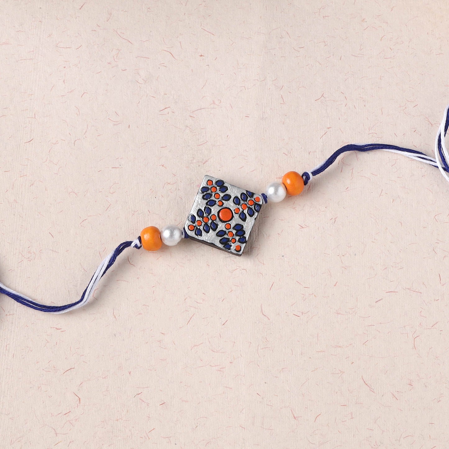 Grey - Bishnupur Handpainted Terracotta Rakhi 11