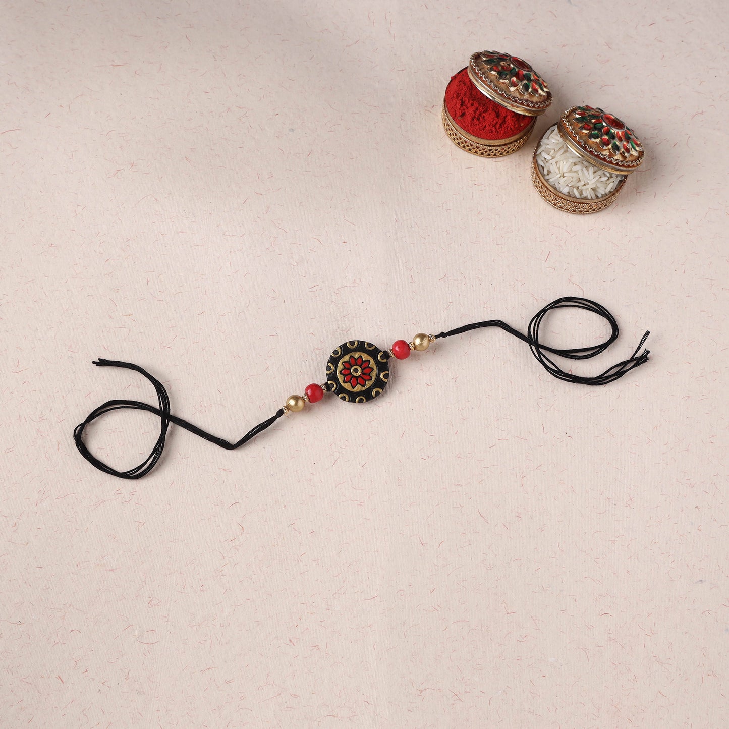Black - Bishnupur Handpainted Terracotta Rakhi 14