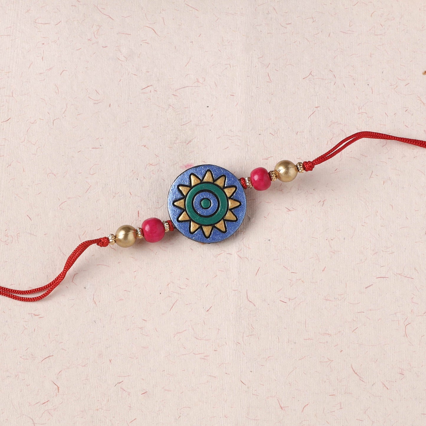 Blue - Bishnupur Handpainted Terracotta Rakhi 15