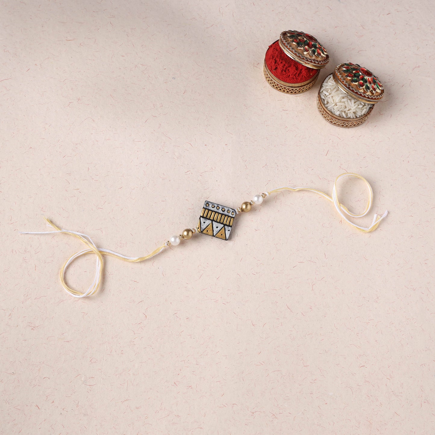 Grey - Bishnupur Handpainted Terracotta Rakhi 19