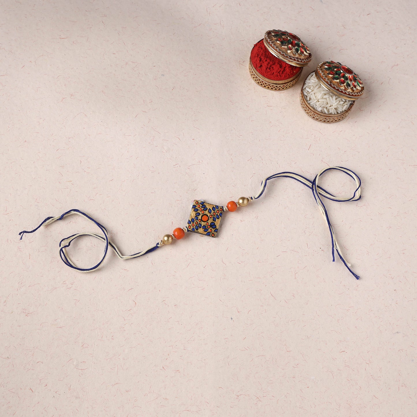 Multicolor - Bishnupur Handpainted Terracotta Rakhi 18