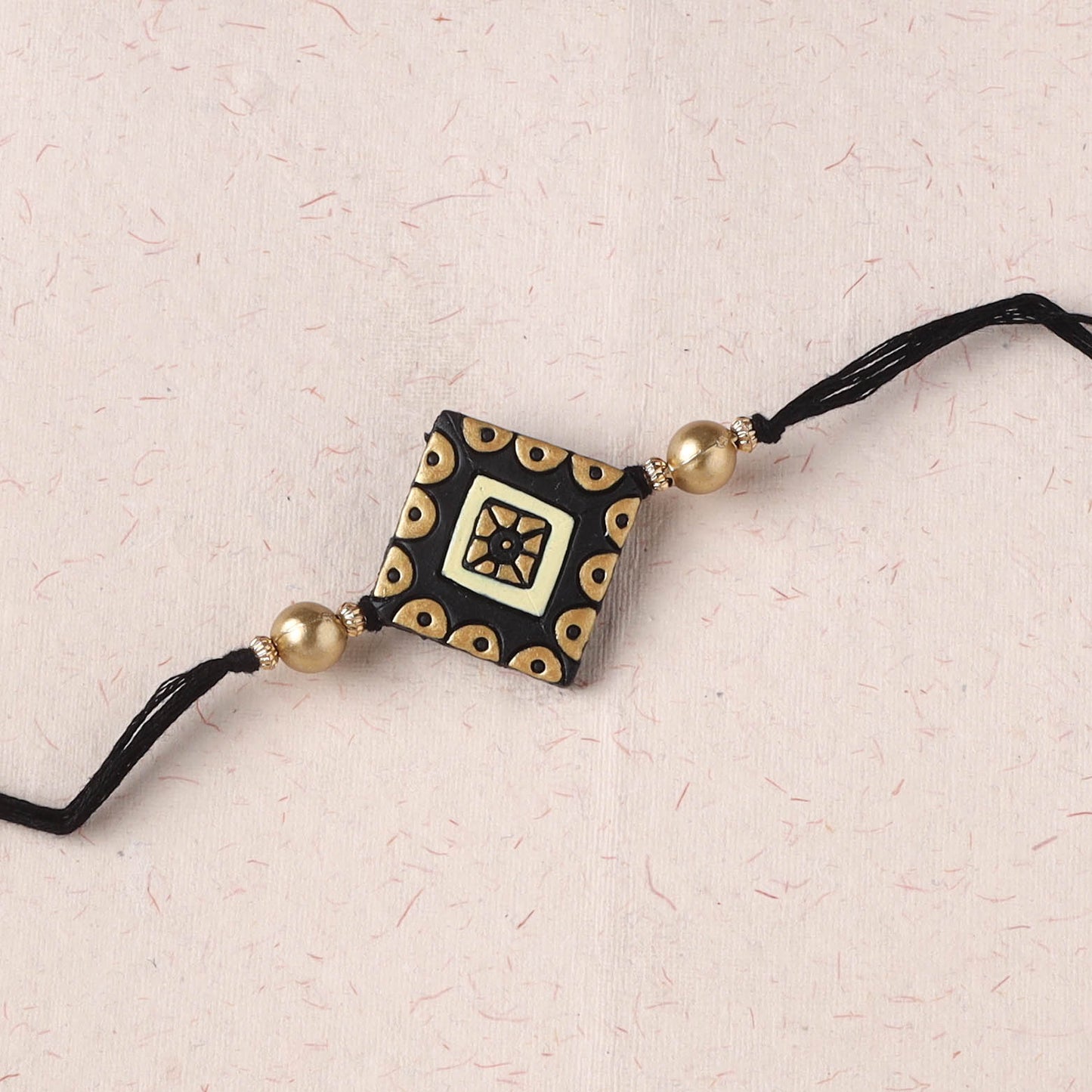 Black - Bishnupur Handpainted Terracotta Rakhi 20