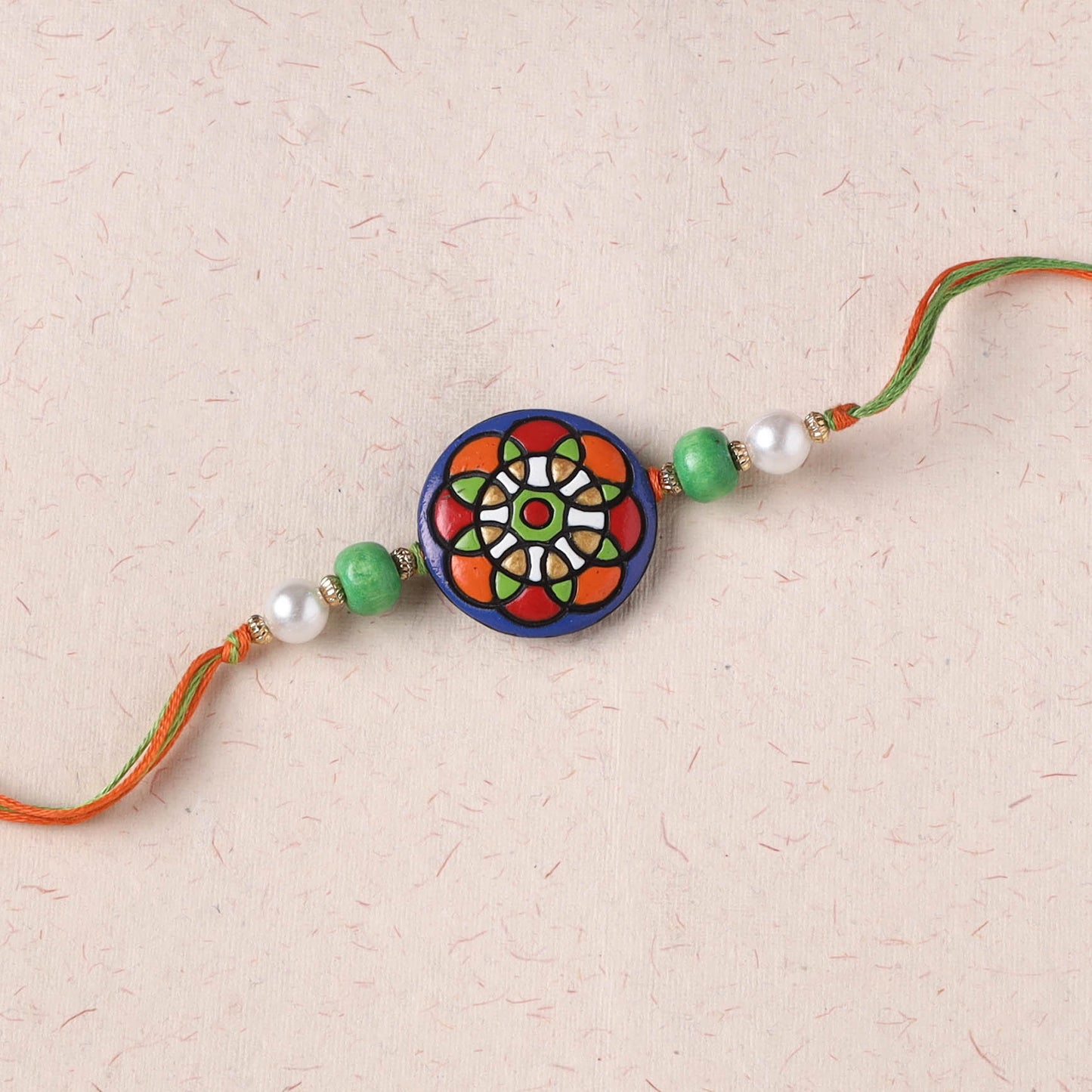 Multicolor - Bishnupur Handpainted Terracotta Rakhi 21