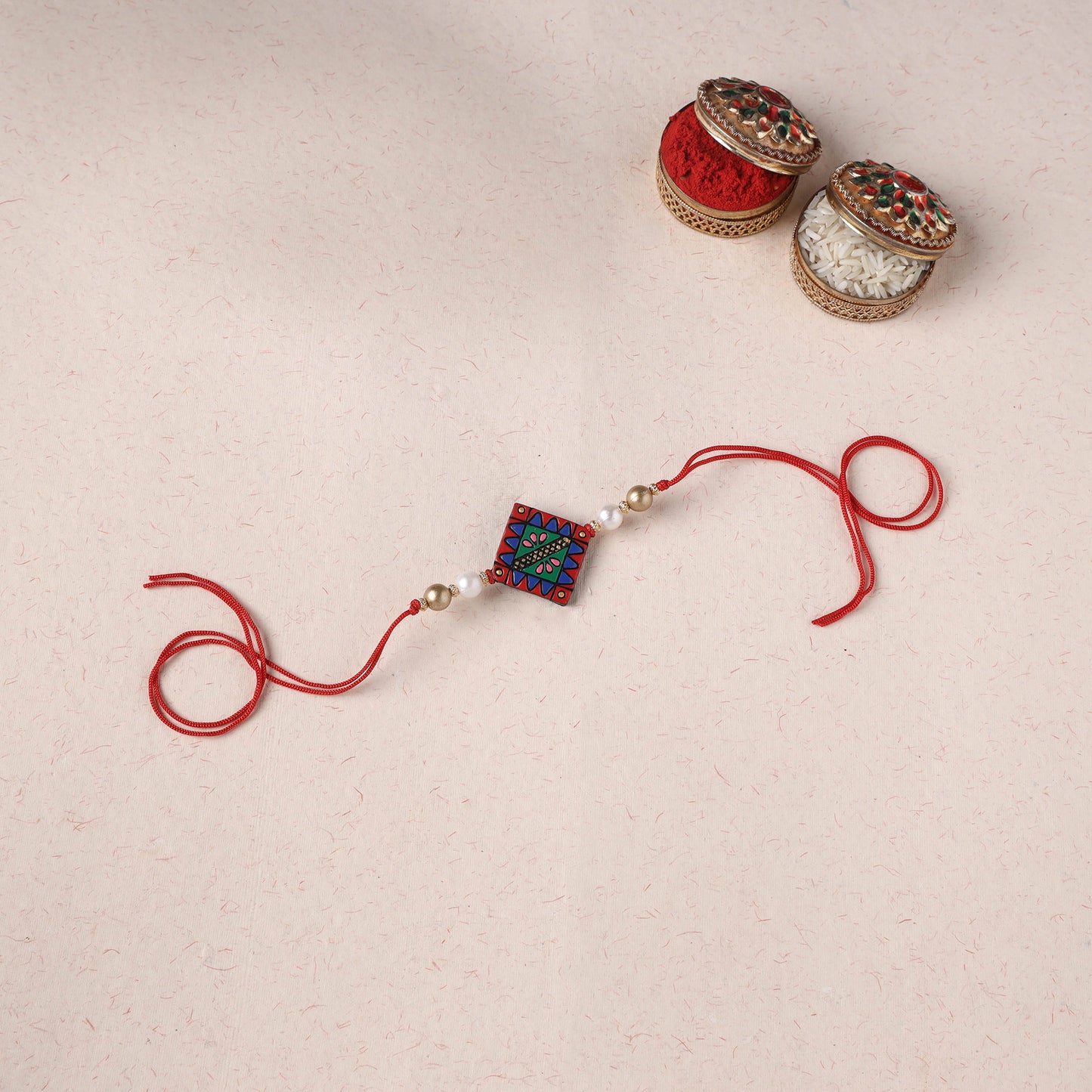 Multicolor - Bishnupur Handpainted Terracotta Rakhi 23