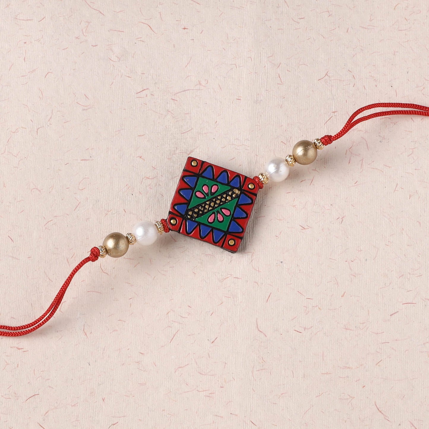 Multicolor - Bishnupur Handpainted Terracotta Rakhi 23