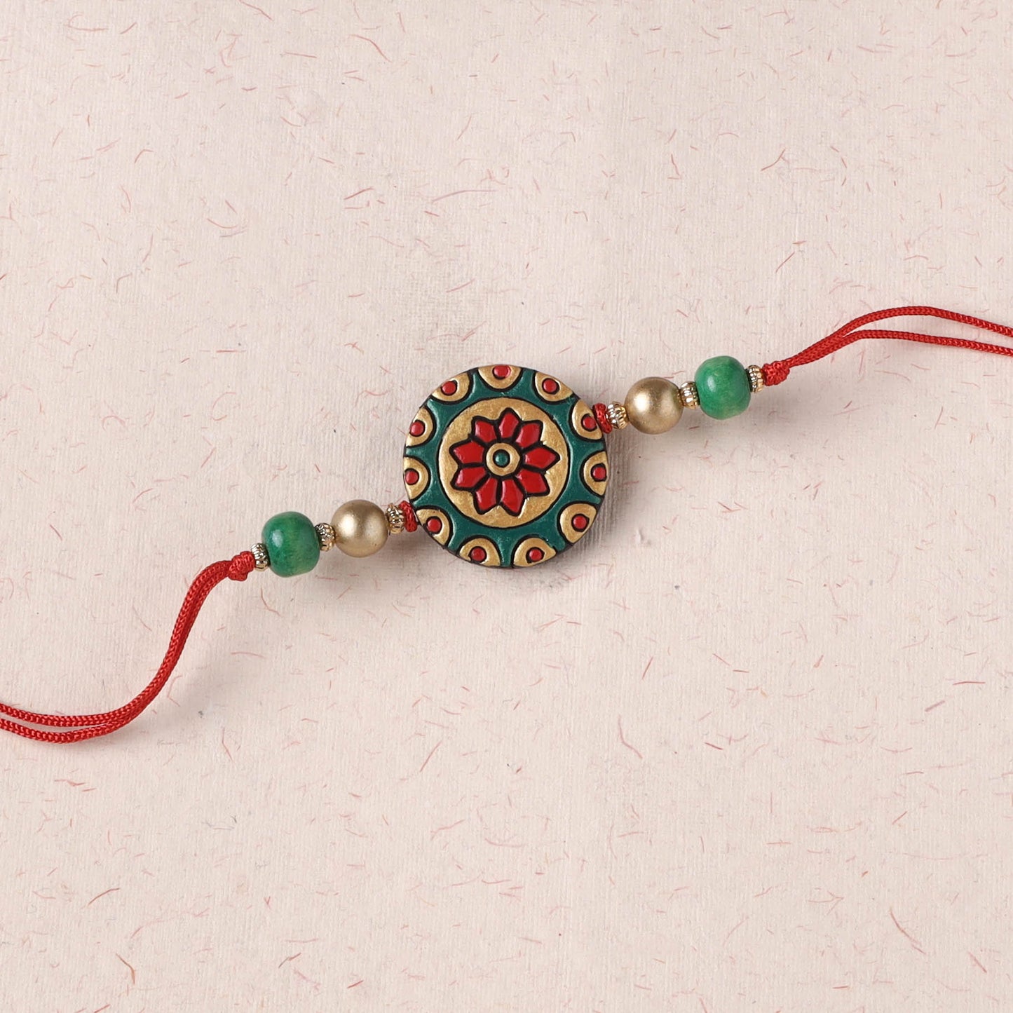 Green - Bishnupur Handpainted Terracotta Rakhi 26
