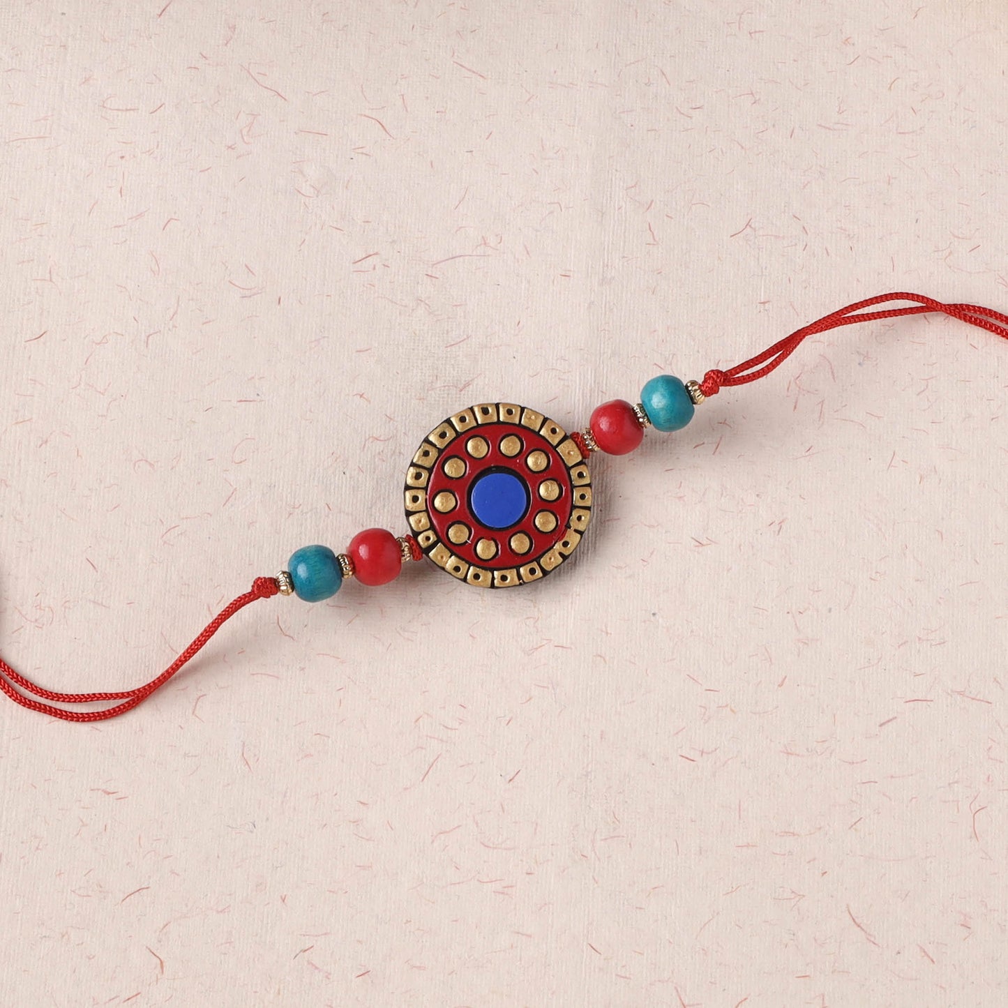Red - Bishnupur Handpainted Terracotta Rakhi 28