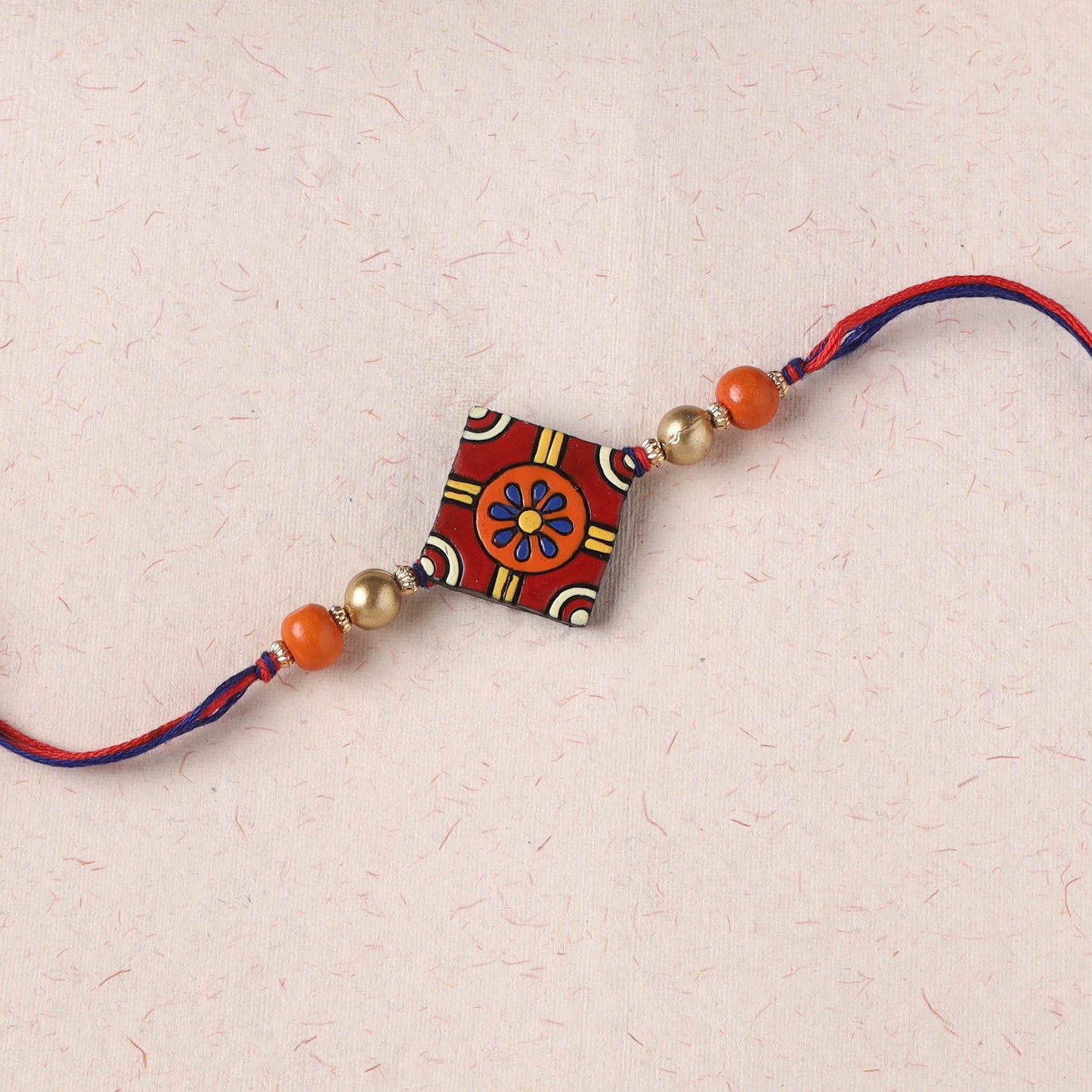 Red - Bishnupur Handpainted Terracotta Rakhi 29