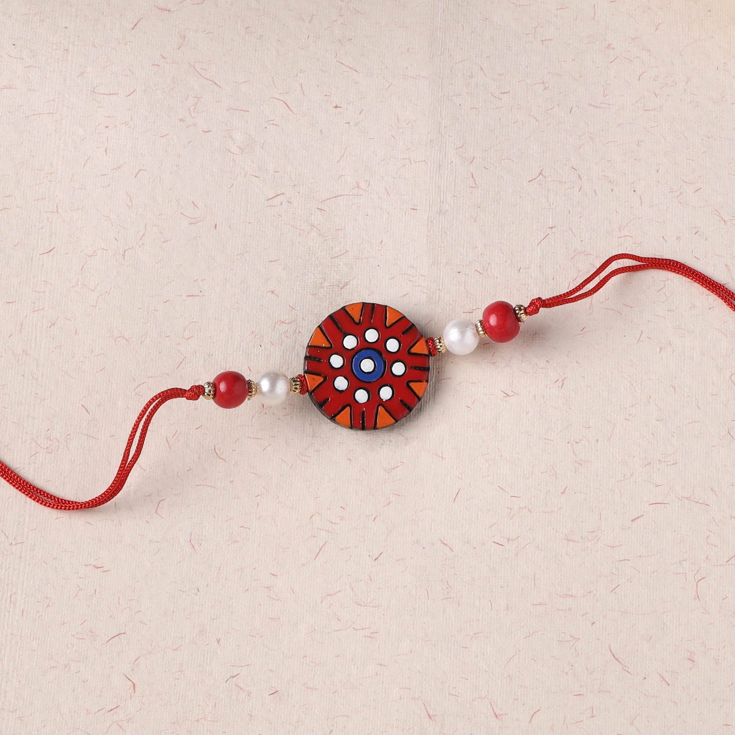 Red - Bishnupur Handpainted Terracotta Rakhi 30