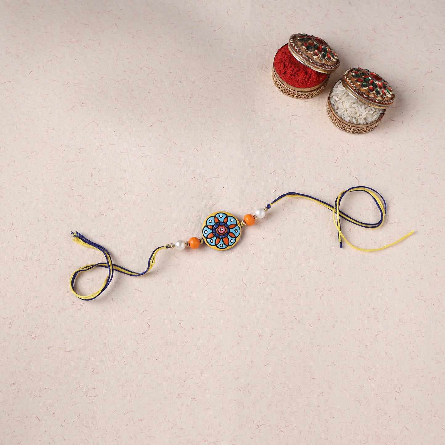 Multicolor - Bishnupur Handpainted Terracotta Rakhi 31