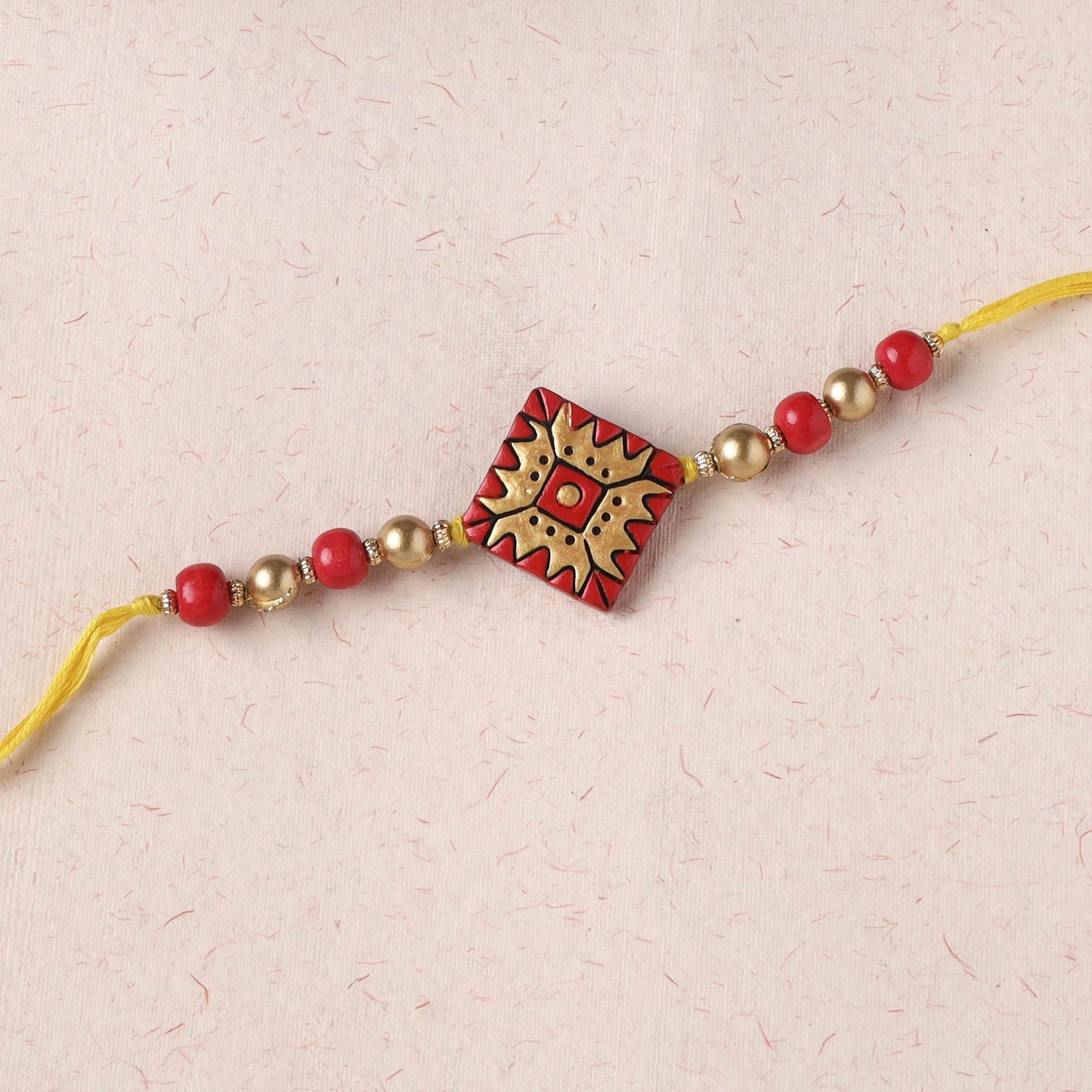 Red - Bishnupur Handpainted Terracotta Rakhi 33