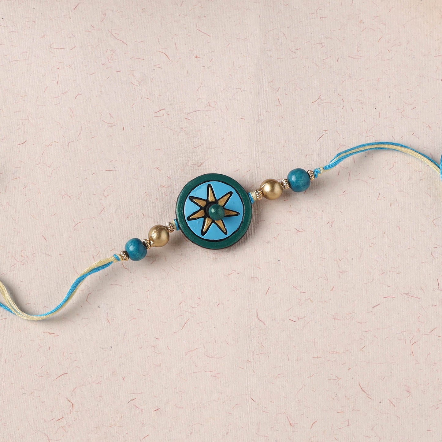 Blue - Bishnupur Handpainted Terracotta Rakhi 34