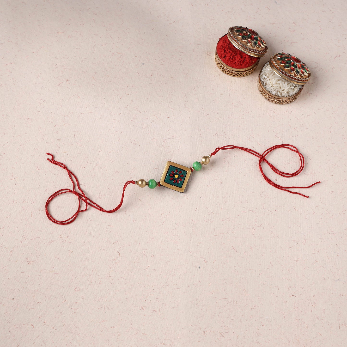 Green - Bishnupur Handpainted Terracotta Rakhi 35