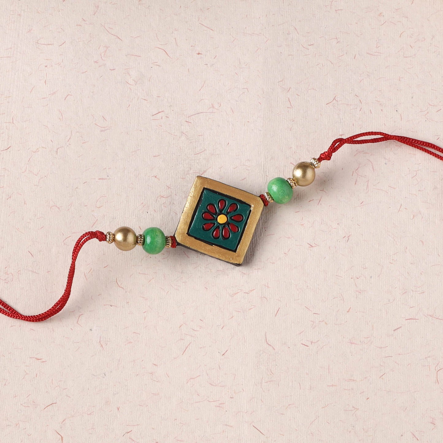 Green - Bishnupur Handpainted Terracotta Rakhi 35