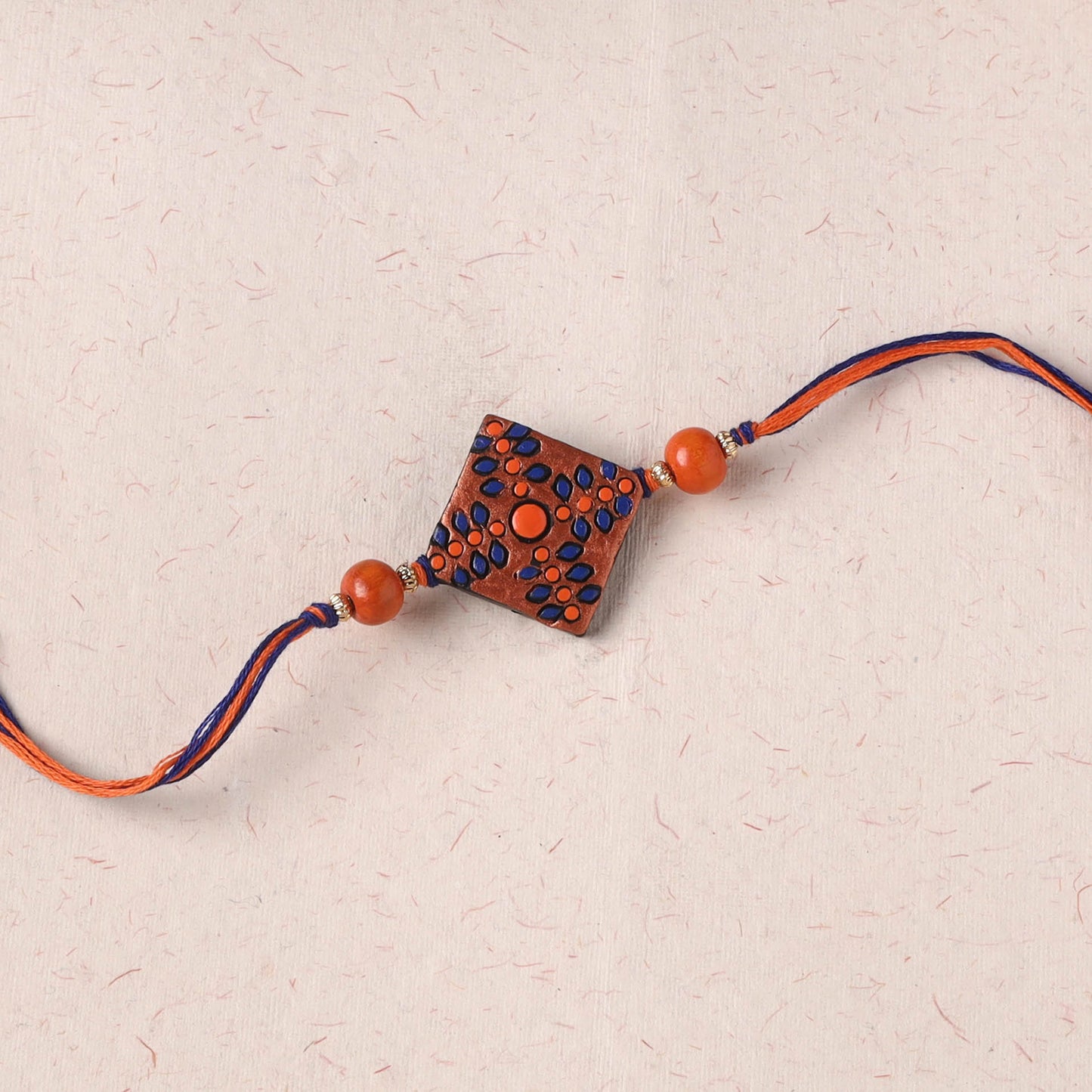 Orange - Bishnupur Handpainted Terracotta Rakhi 36