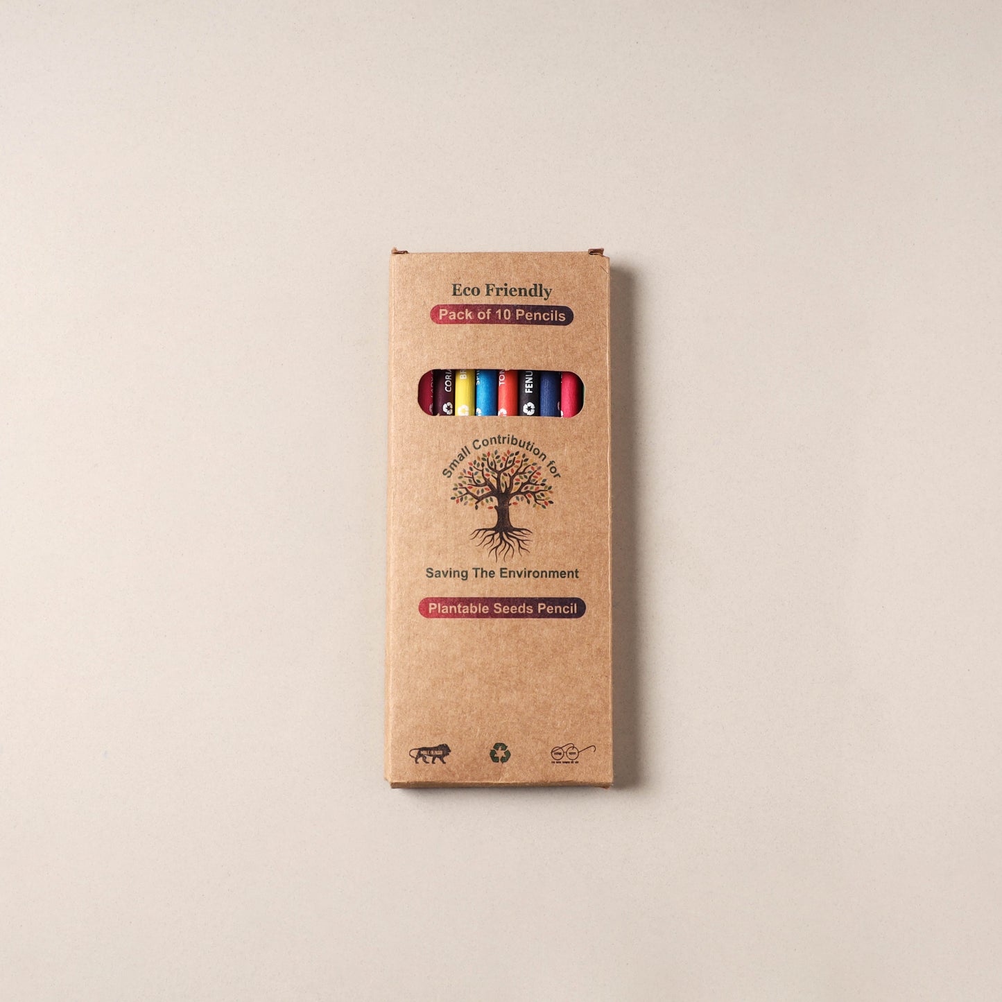 Eco-Friendly Plantable Seed Handmade Paper Pencil (Set of 10) 01