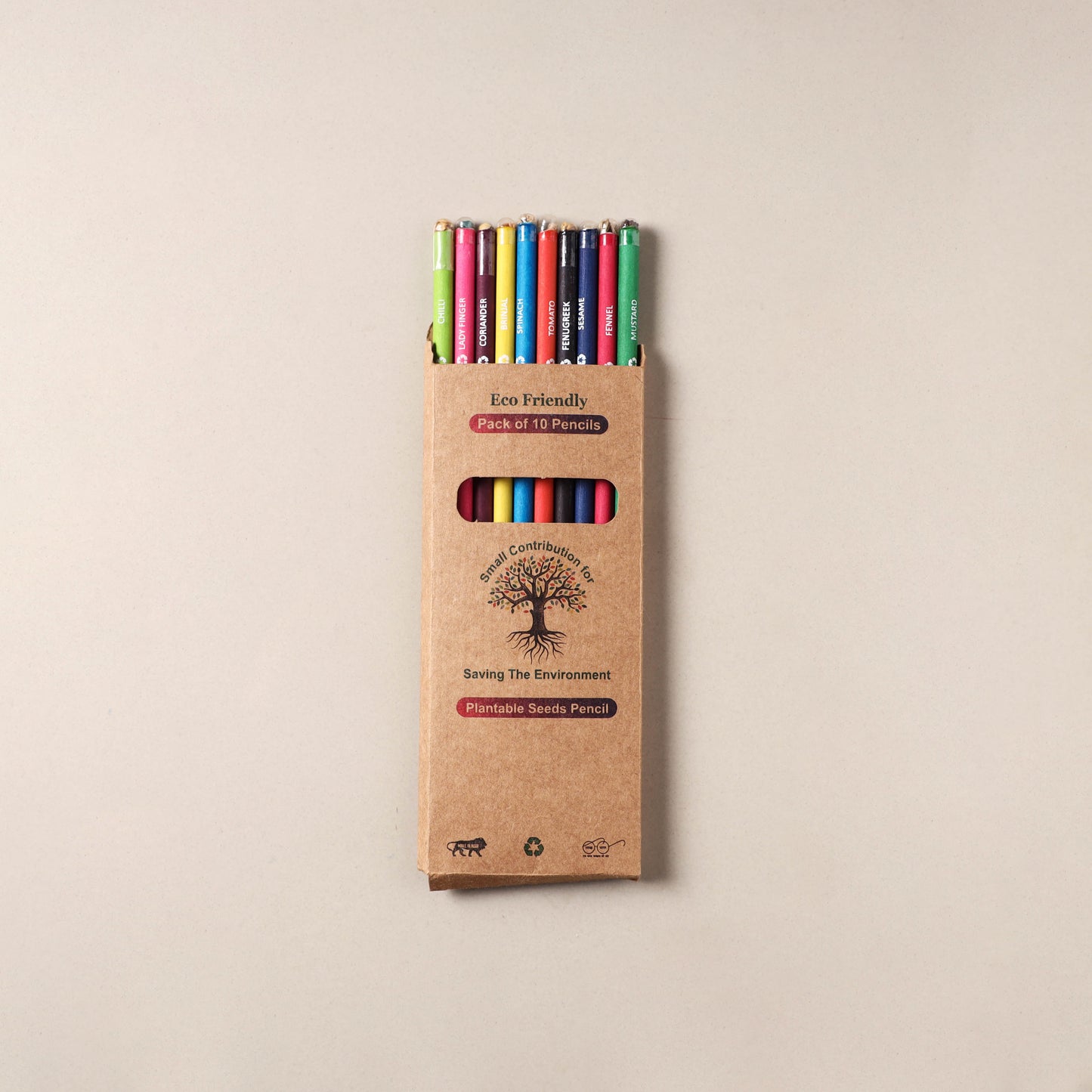 Eco-Friendly Plantable Seed Handmade Paper Pencil (Set of 10) 01