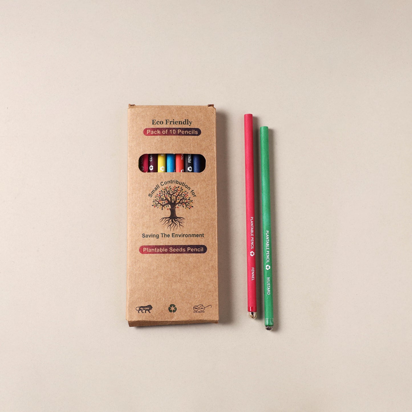 Eco-Friendly Plantable Seed Handmade Paper Pencil (Set of 10) 01
