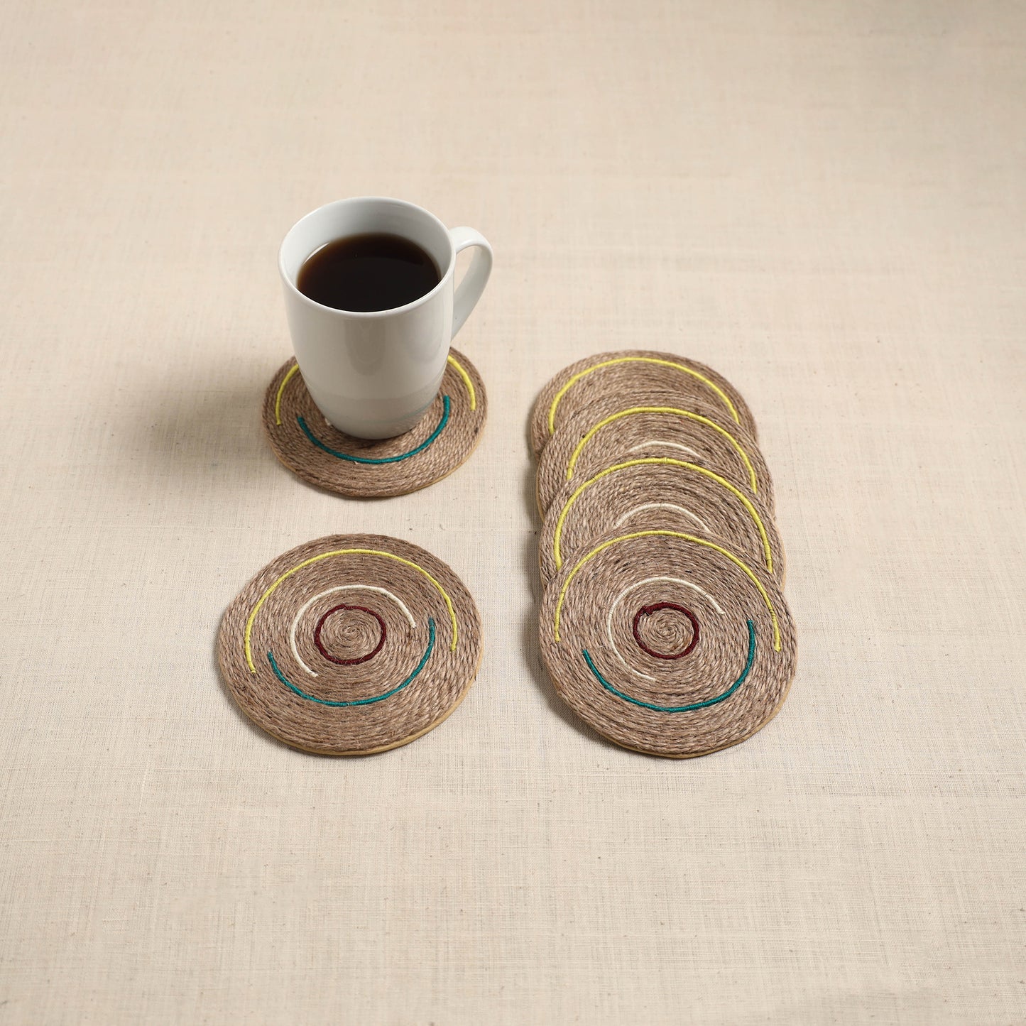 Jute Handcrafted Round Coaster (Set of 6) 07