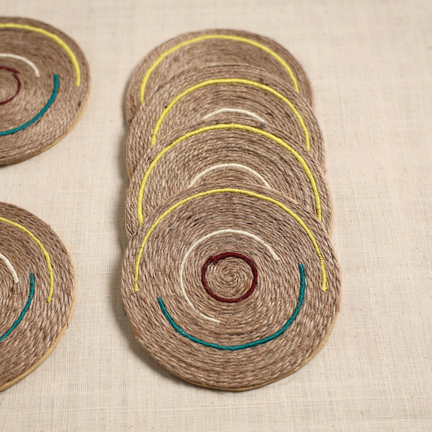 Jute Handcrafted Round Coaster (Set of 6) 07
