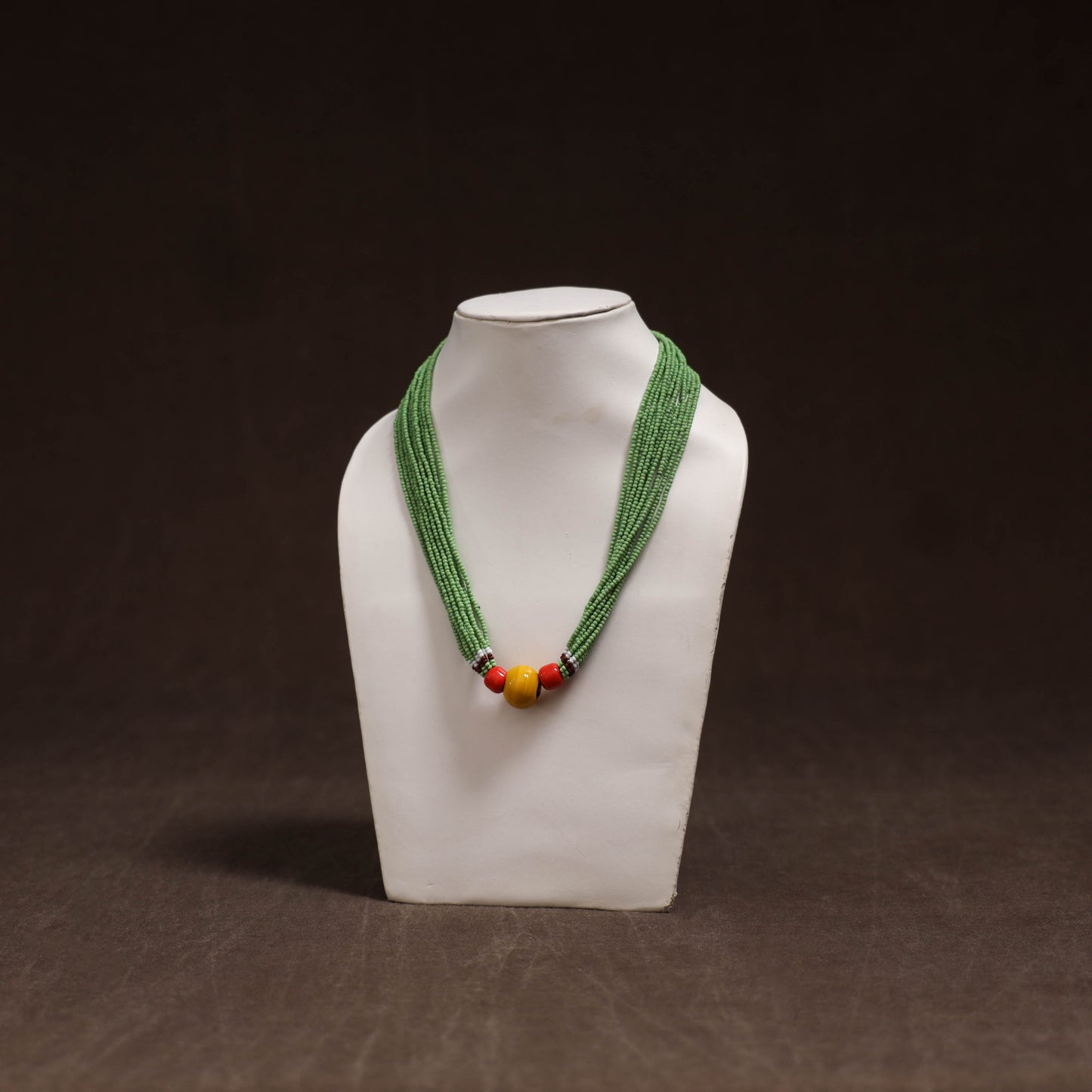 Green - Bead Work Handmade Baiga Tribal Moonga Dana Necklace 11