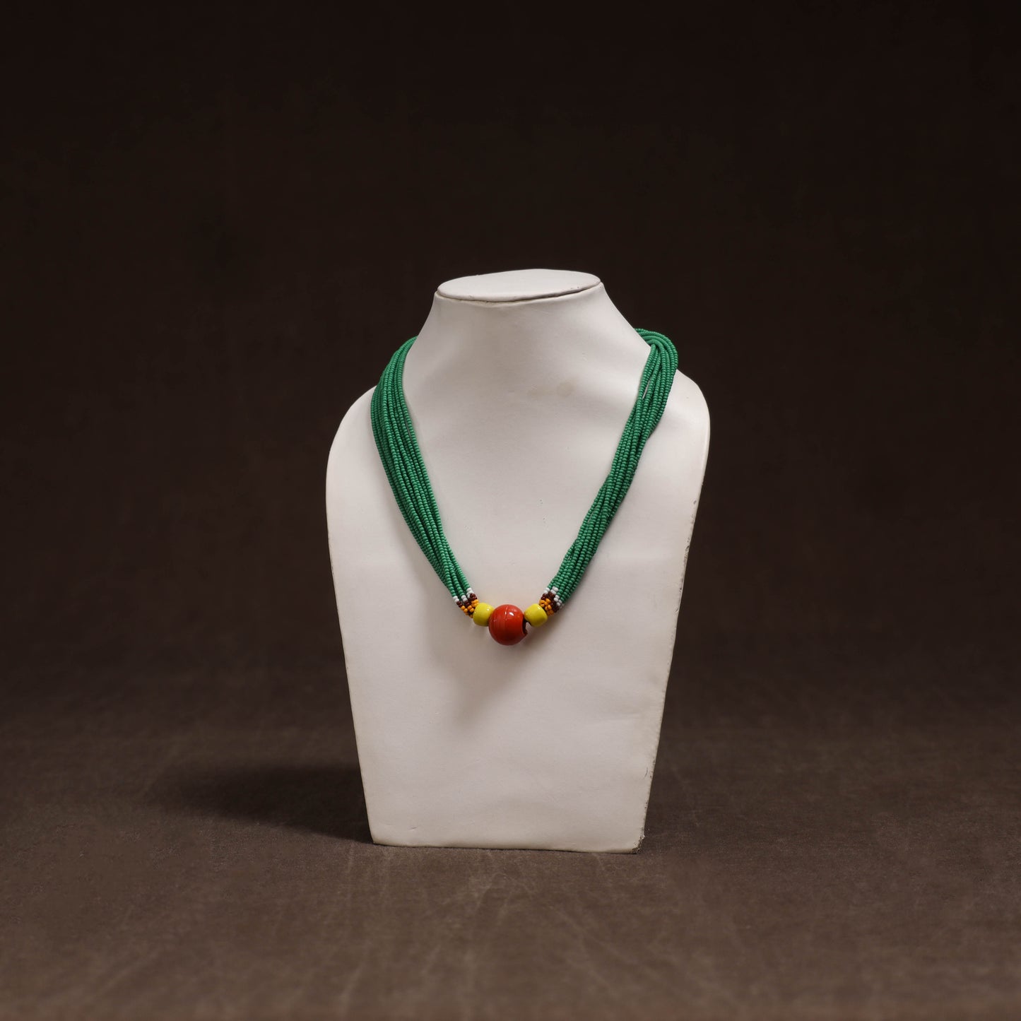 Green - Bead Work Handmade Baiga Tribal Moonga Dana Necklace 19