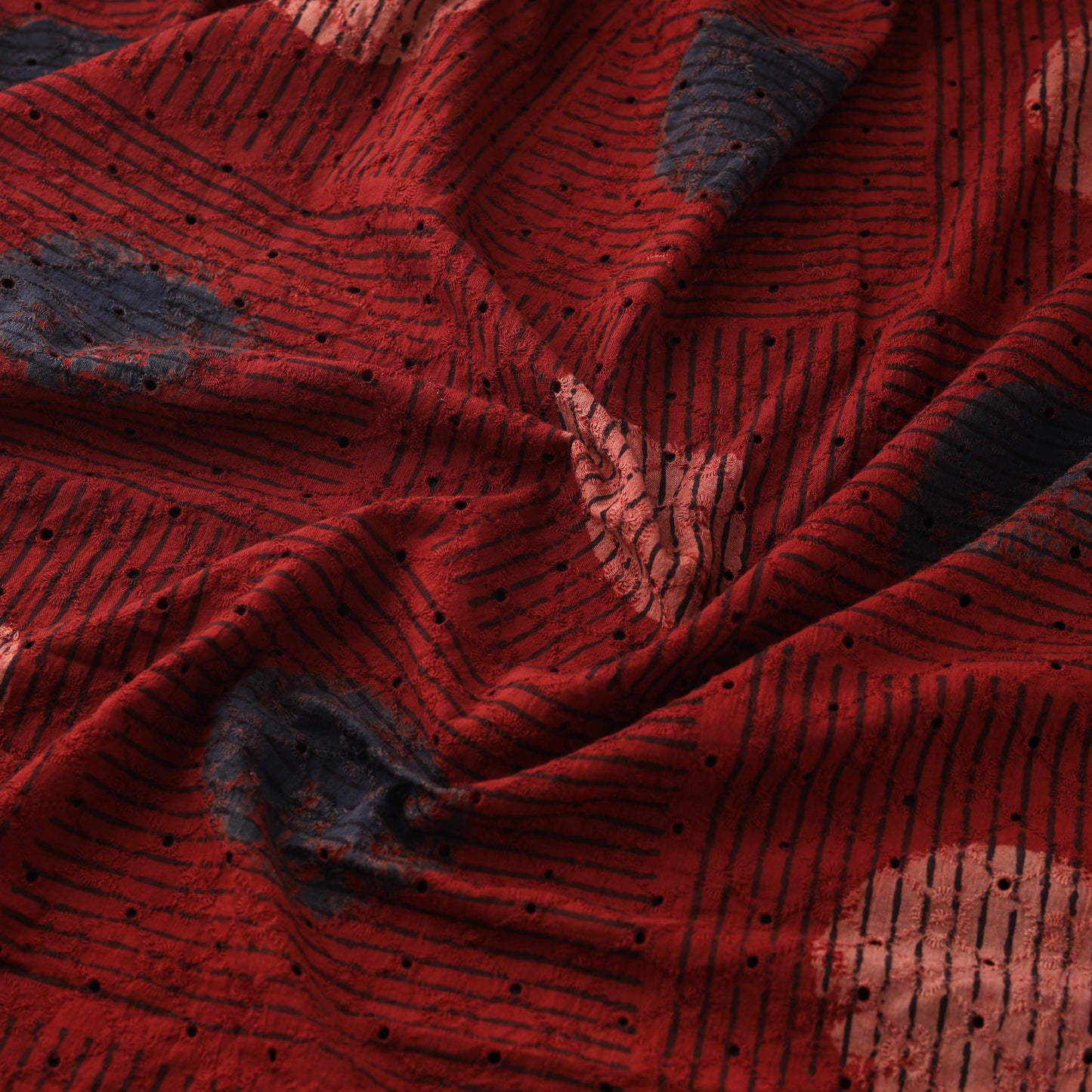 Hakoba Hand Block Ajrakh Print Natural Dyed Cotton Fabric 07