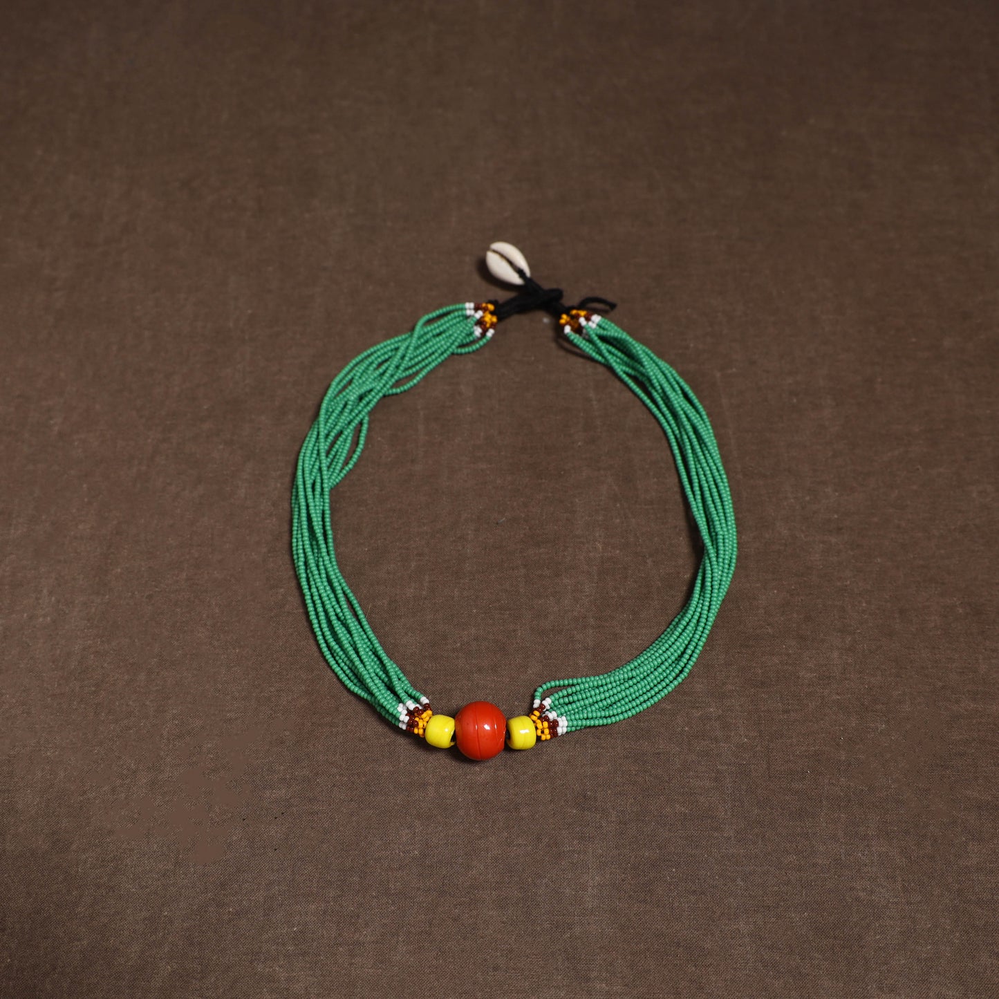 Green - Bead Work Handmade Baiga Tribal Moonga Dana Necklace 19
