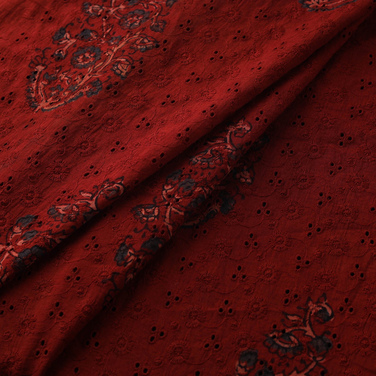 Hakoba Hand Block Ajrakh Print Natural Dyed Cotton Fabric 02