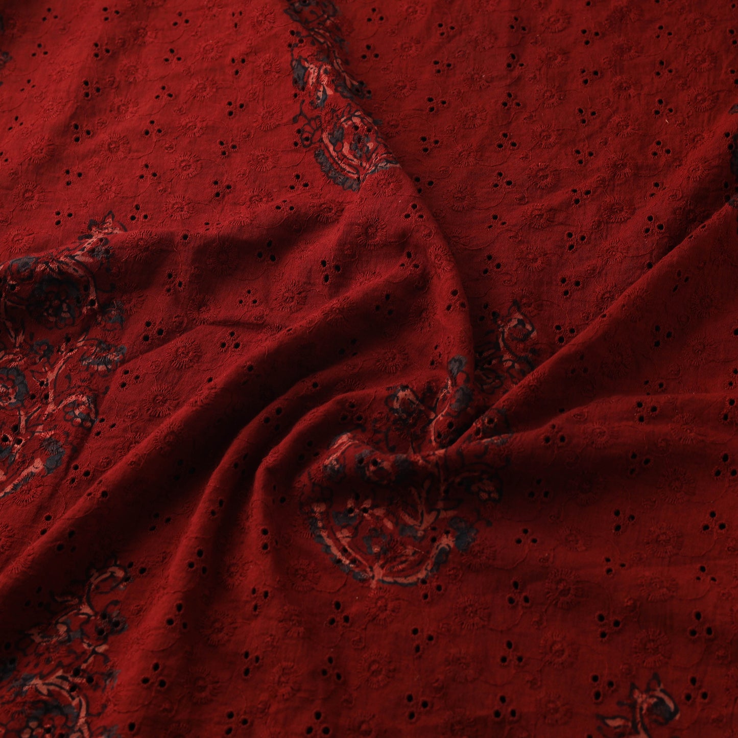 Hakoba Hand Block Ajrakh Print Natural Dyed Cotton Fabric 02