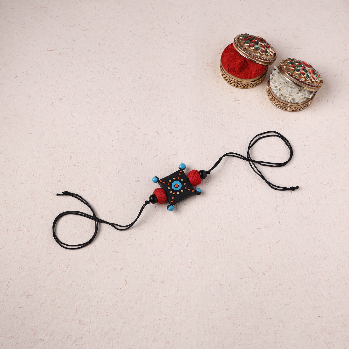 Black - Bishnupur Handpainted Terracotta Rakhi 40