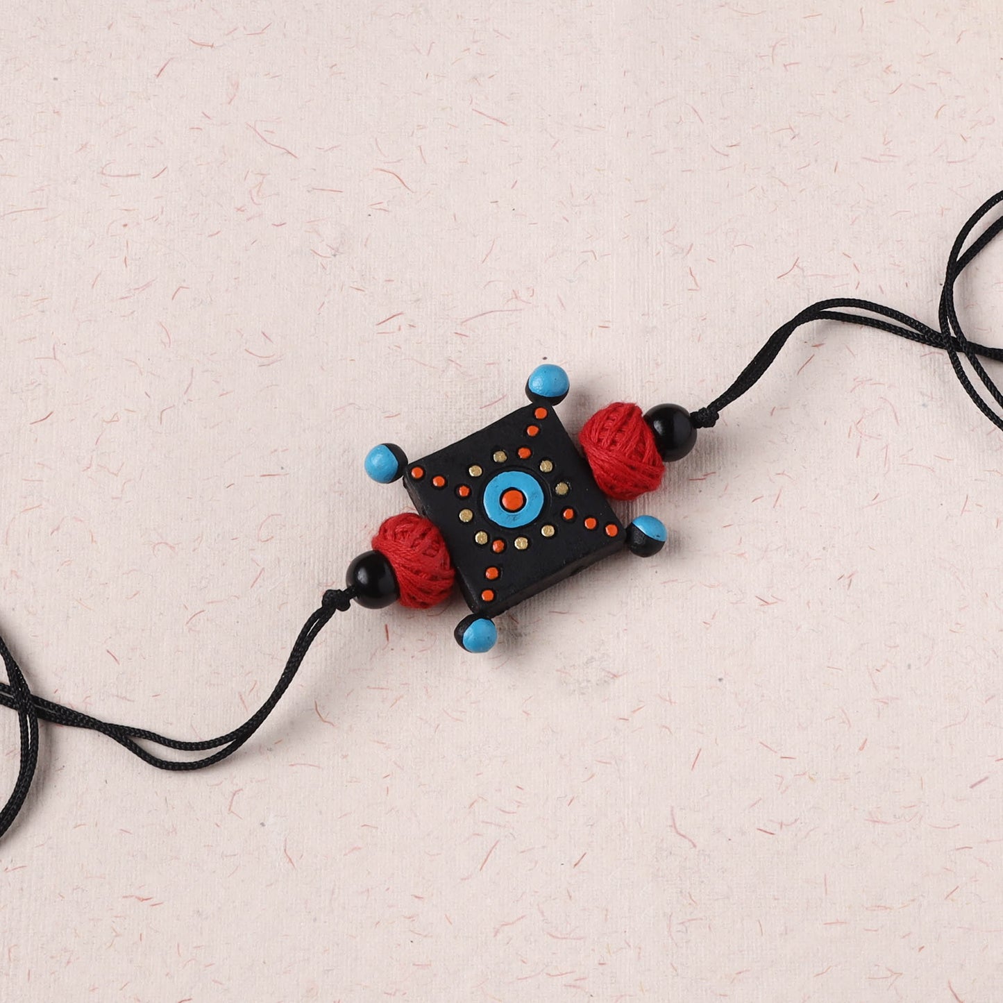 Black - Bishnupur Handpainted Terracotta Rakhi 40