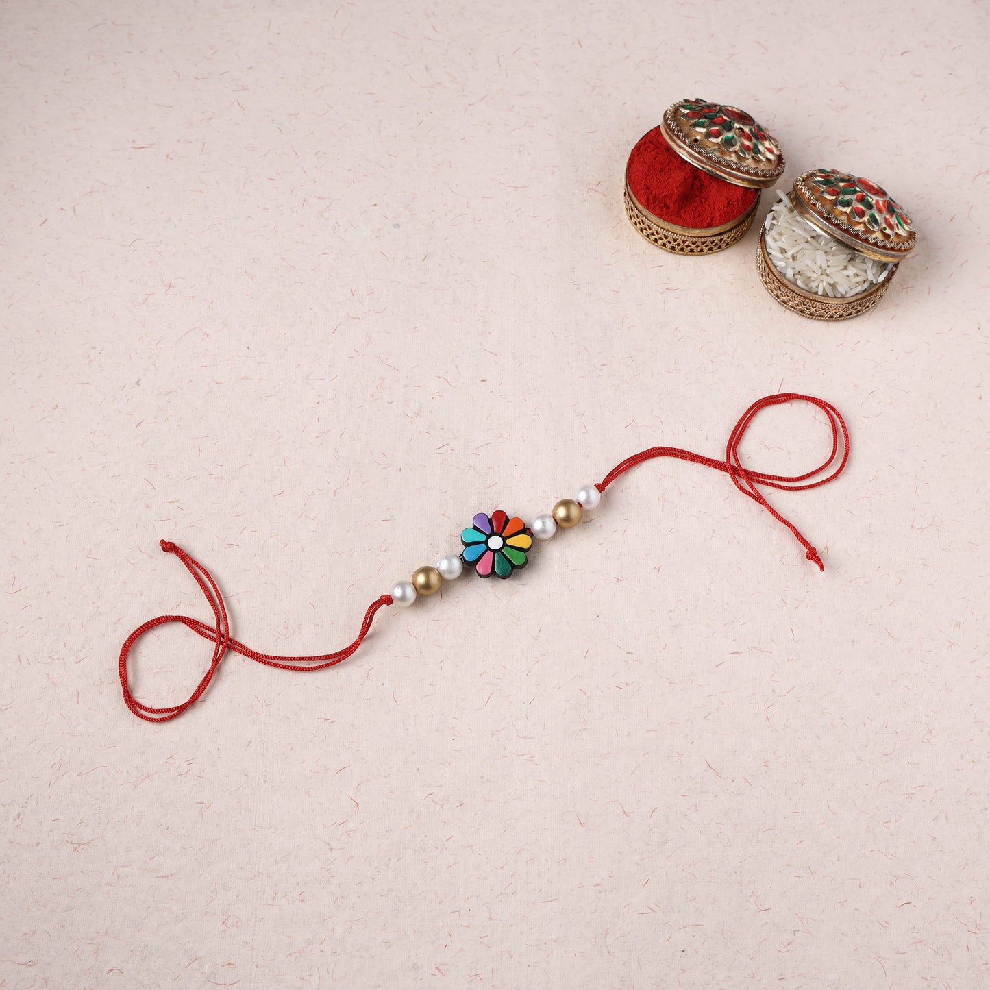 Flower - Bishnupur Handpainted Terracotta Rakhi 41