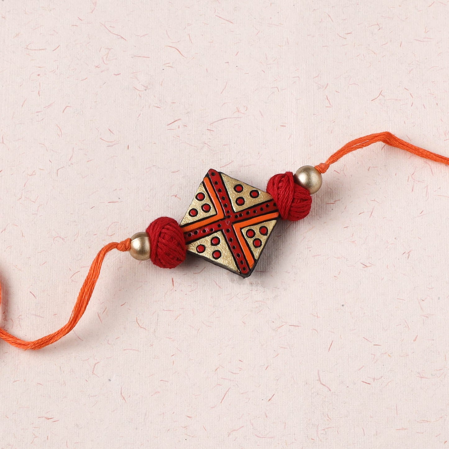 Red - Bishnupur Handpainted Terracotta Rakhi 45