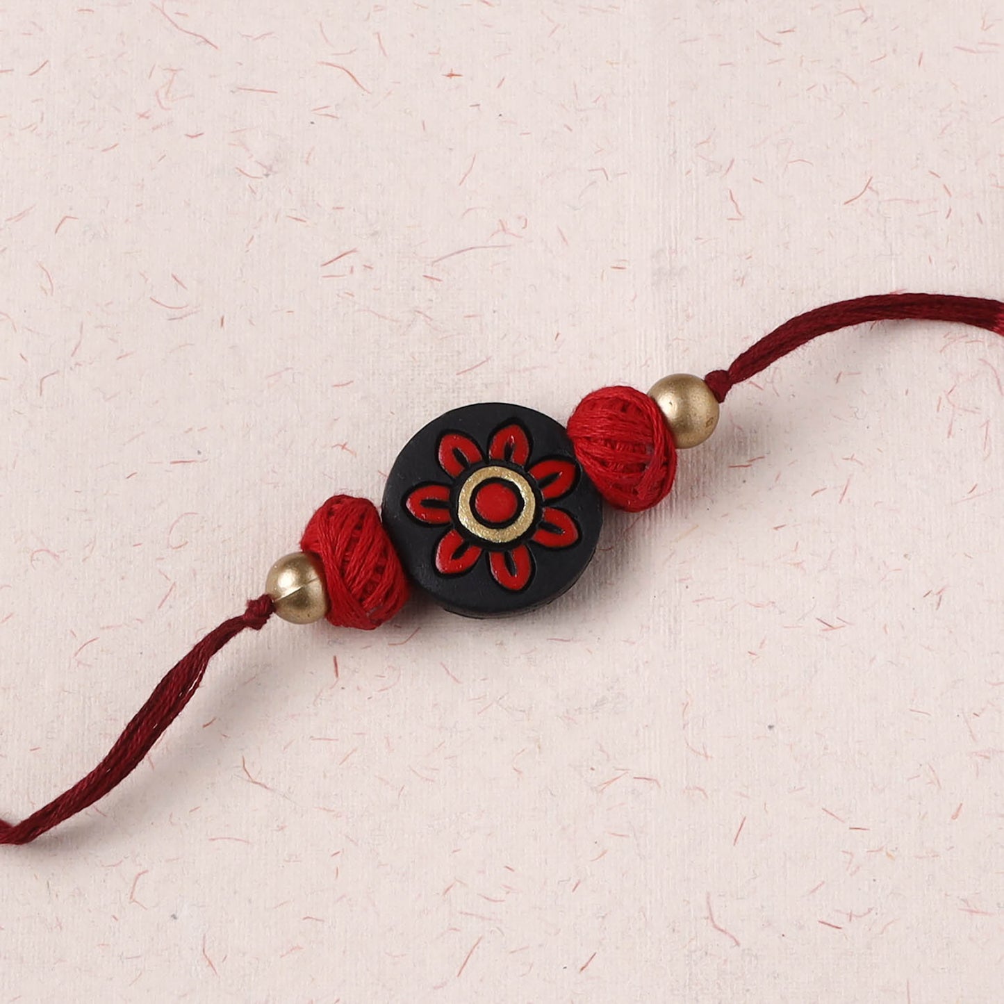 Red - Bishnupur Handpainted Terracotta Rakhi 47