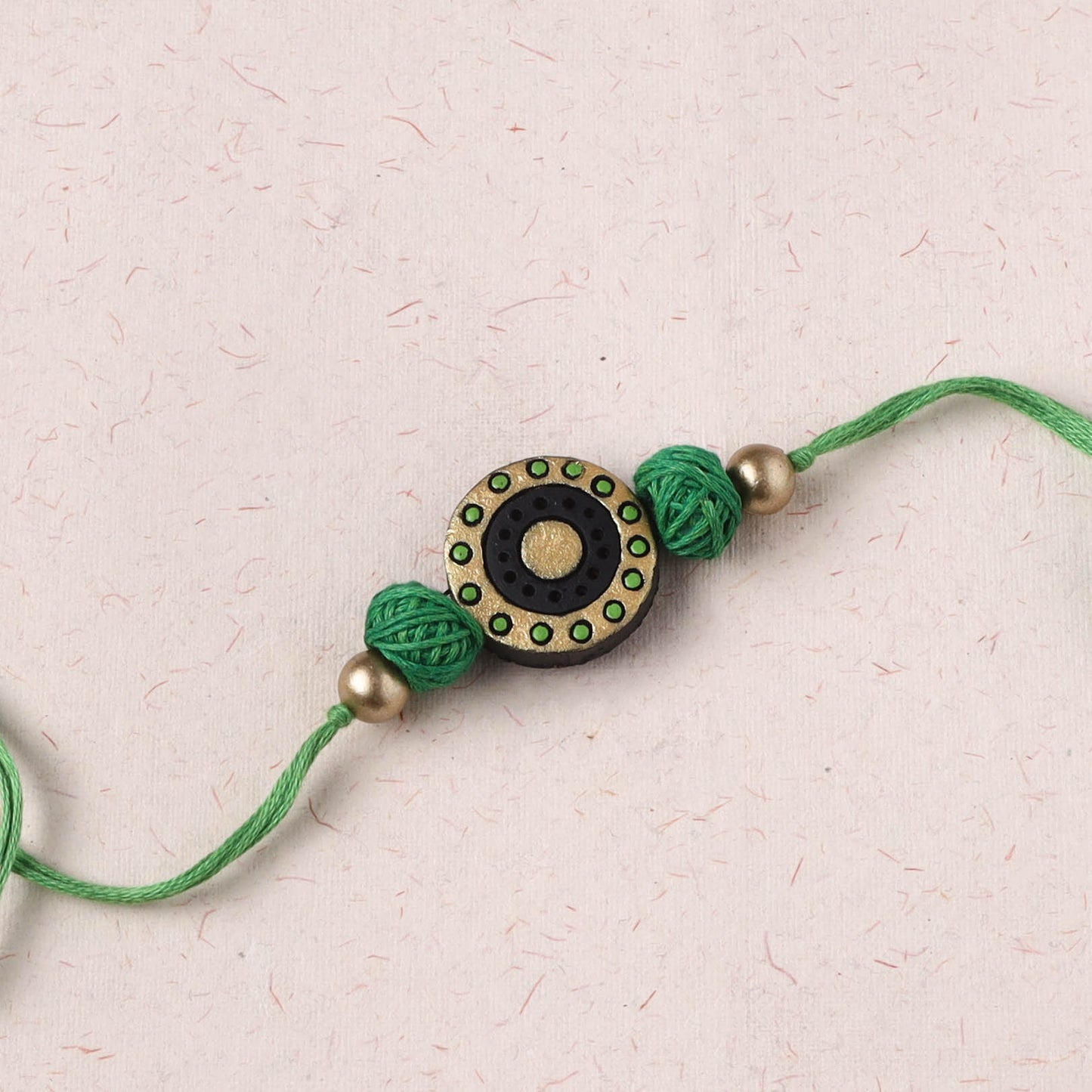 Green - Bishnupur Handpainted Terracotta Rakhi 50
