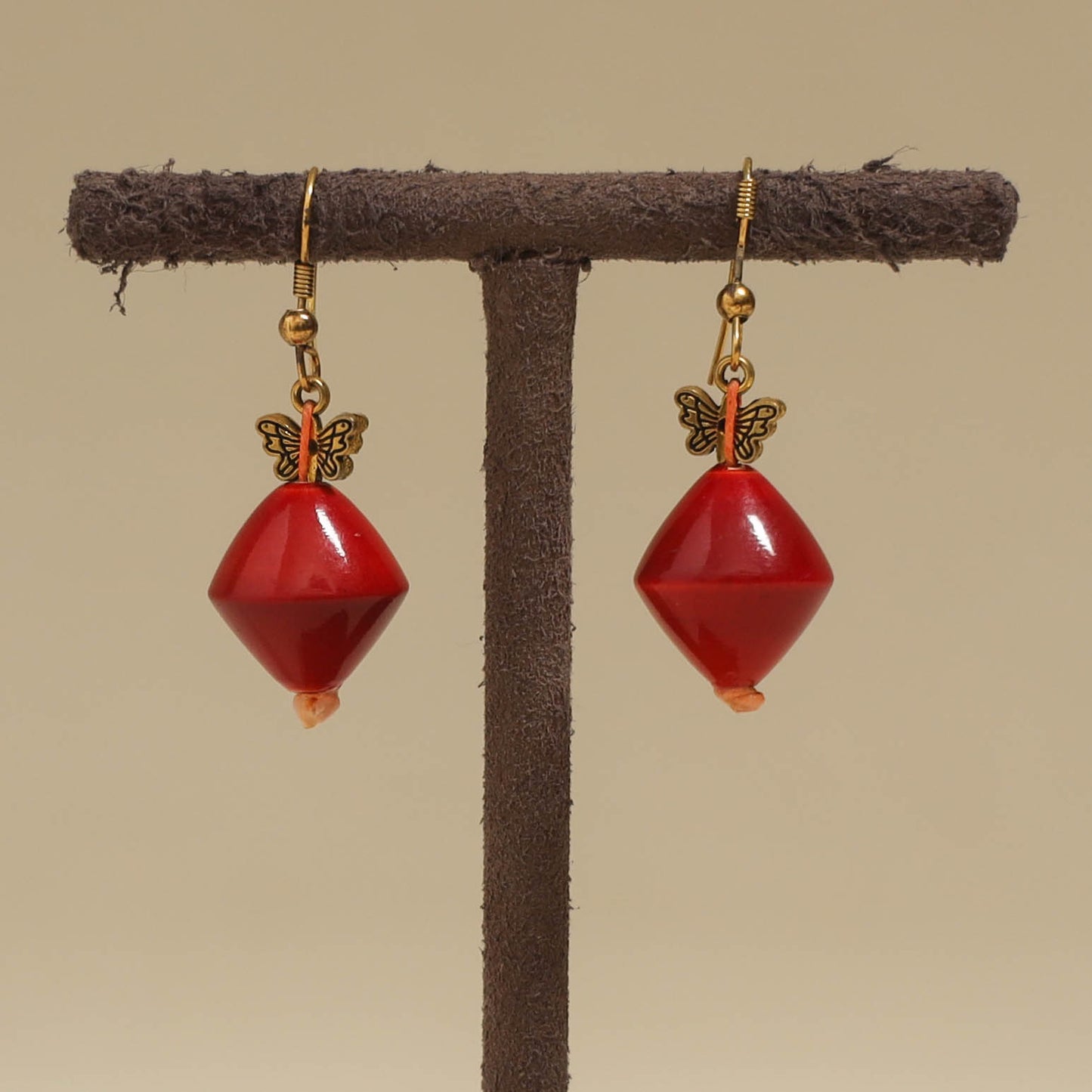 Red - Channapatna Handcrafted Wooden Earrings 30