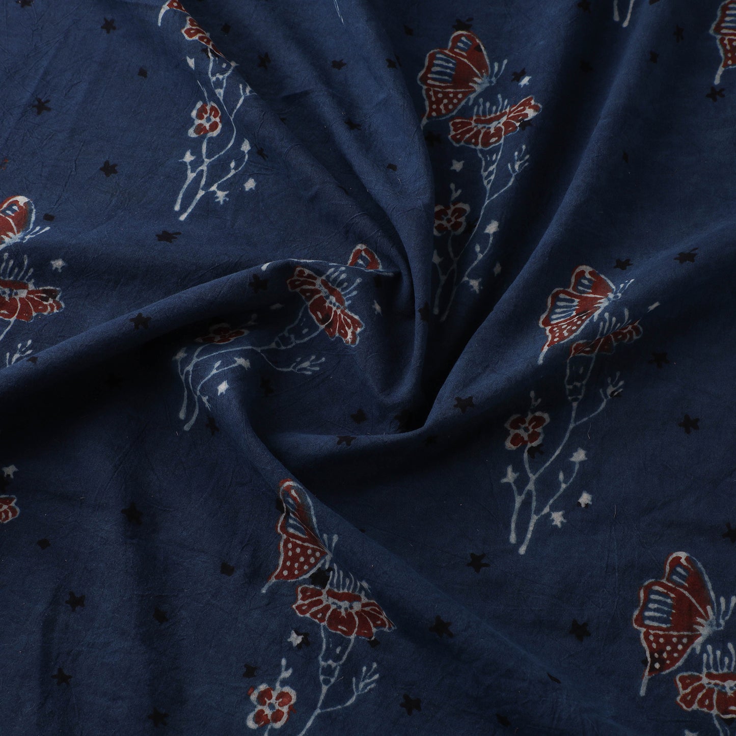 Blue - Kutch Hand Block Ajrakh Print Natural Dyed Cotton Fabric 20