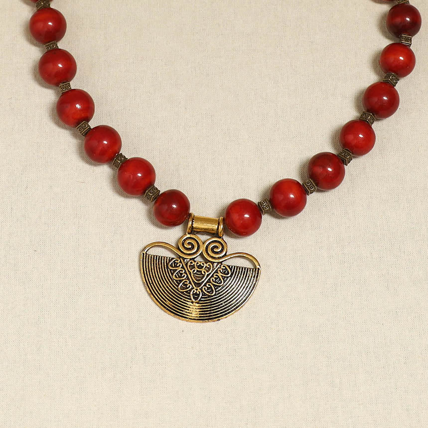 Red - Channapatna Handcrafted Wooden Necklace 49