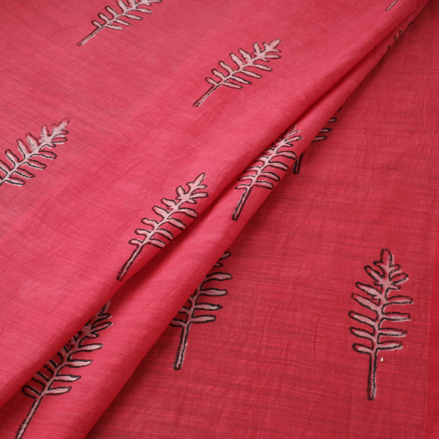 Pink - Akola Hand Block Printed Handloom Chanderi Slub Fabric 28