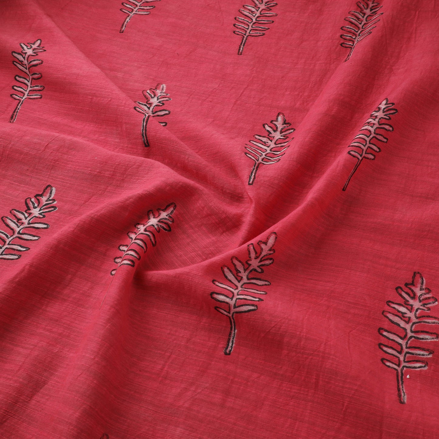 Pink - Akola Hand Block Printed Handloom Chanderi Slub Fabric 28