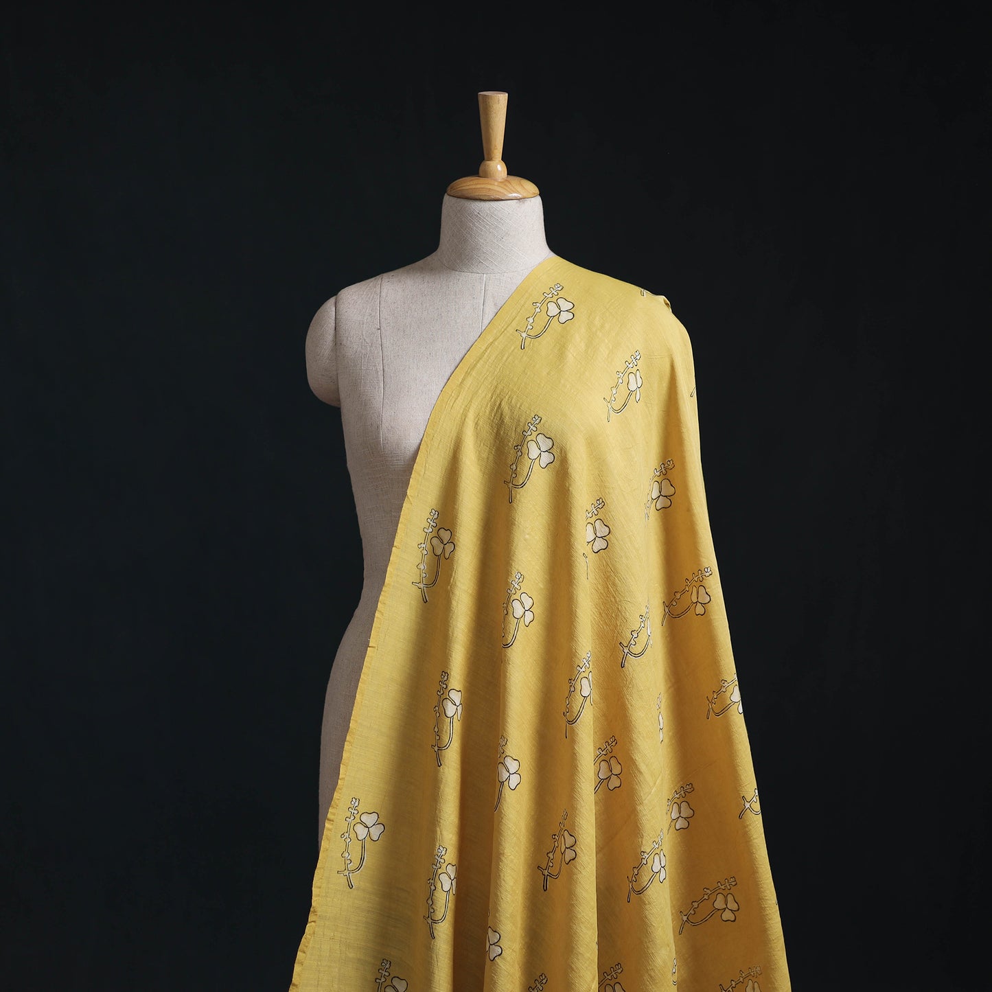 Yellow - Akola Hand Block Printed Handloom Chanderi Slub Fabric 16