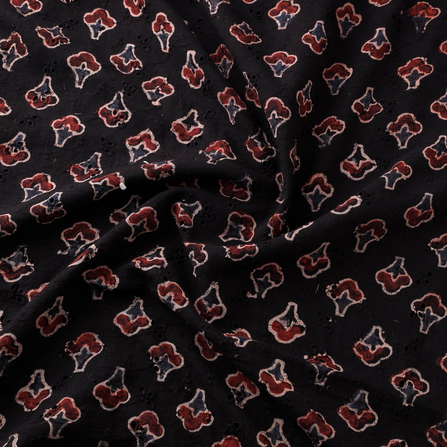 Black - Hakoba Hand Block Ajrakh Print Natural Dyed Cotton Fabric 10
