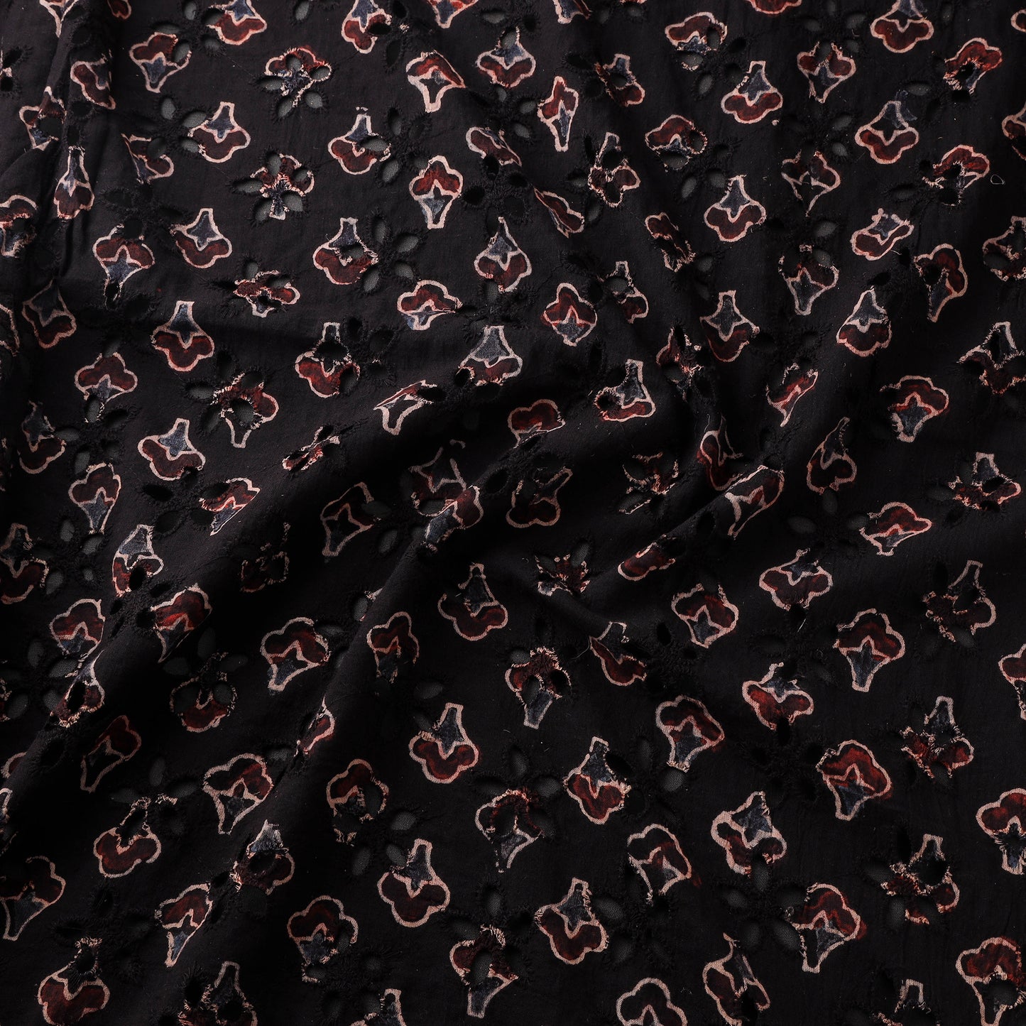 Black - Hakoba Hand Block Ajrakh Print Natural Dyed Cotton Fabric 11