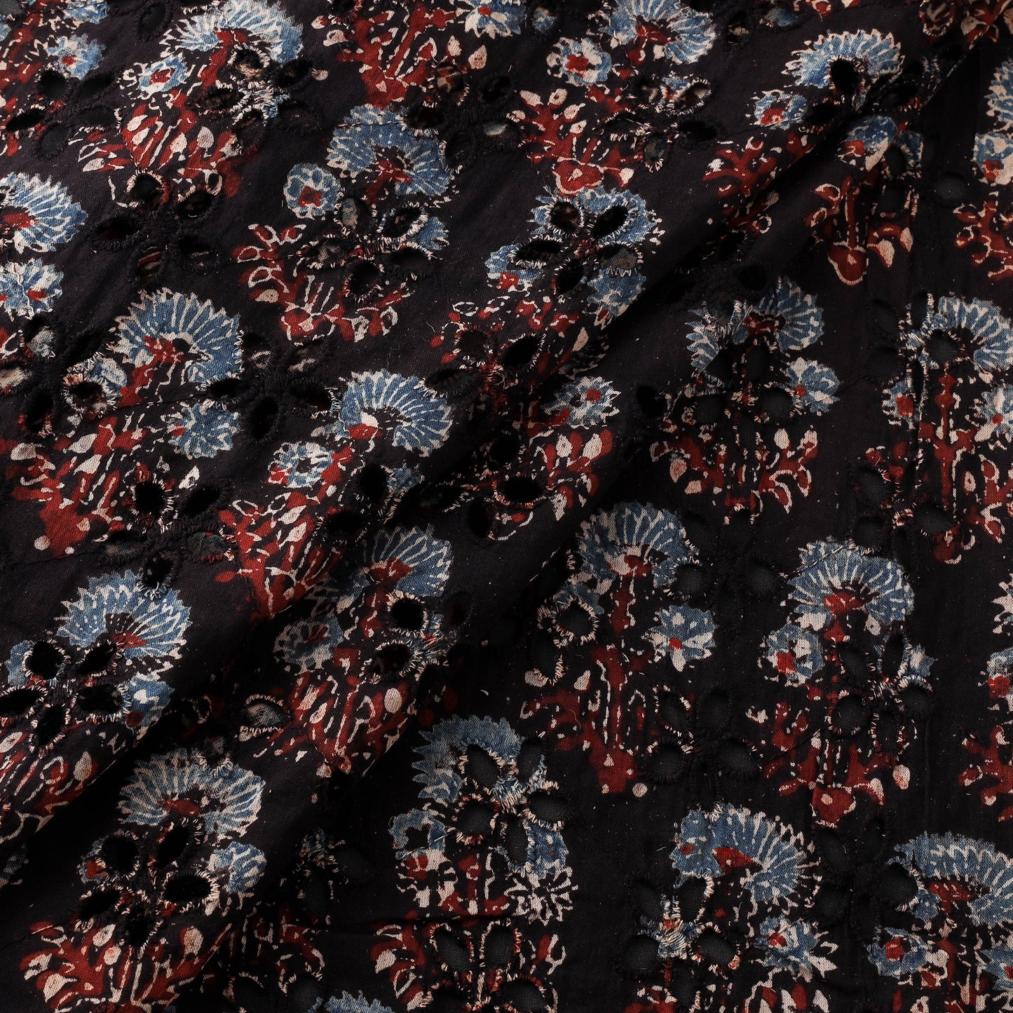 Black - Hakoba Hand Block Ajrakh Print Natural Dyed Cotton Fabric 13