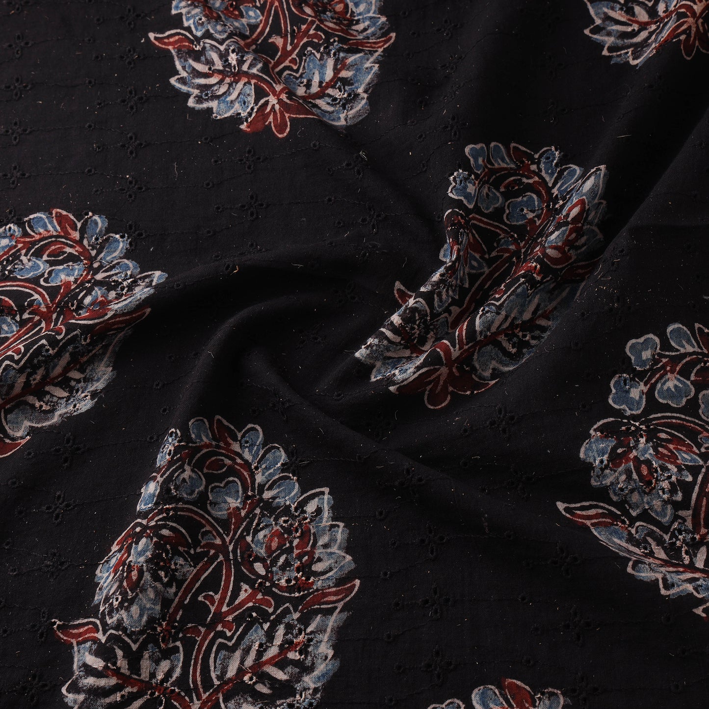 Black - Hakoba Hand Block Ajrakh Print Natural Dyed Cotton Fabric 19