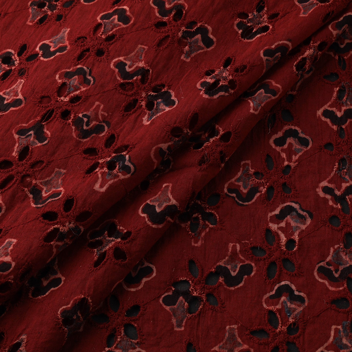 Red - Hakoba Hand Block Ajrakh Print Natural Dyed Cotton Fabric 58